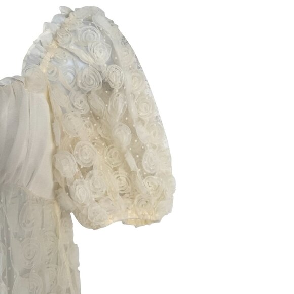 For‎ Love & Lemons Josey Bridal Gown Maxi Dress XS Puff Sleeve Rosebud DR-1812 - Picture 5 of 11